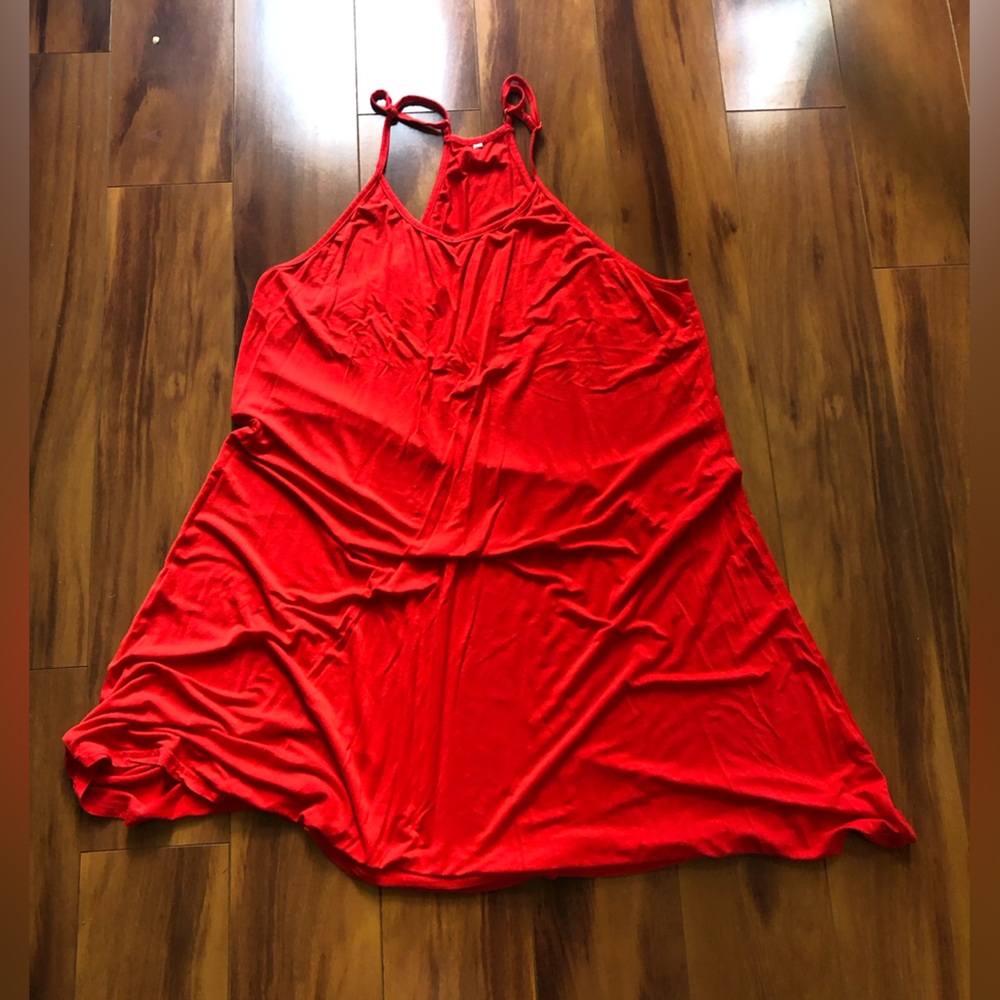 Red Strappy cotton nightgown